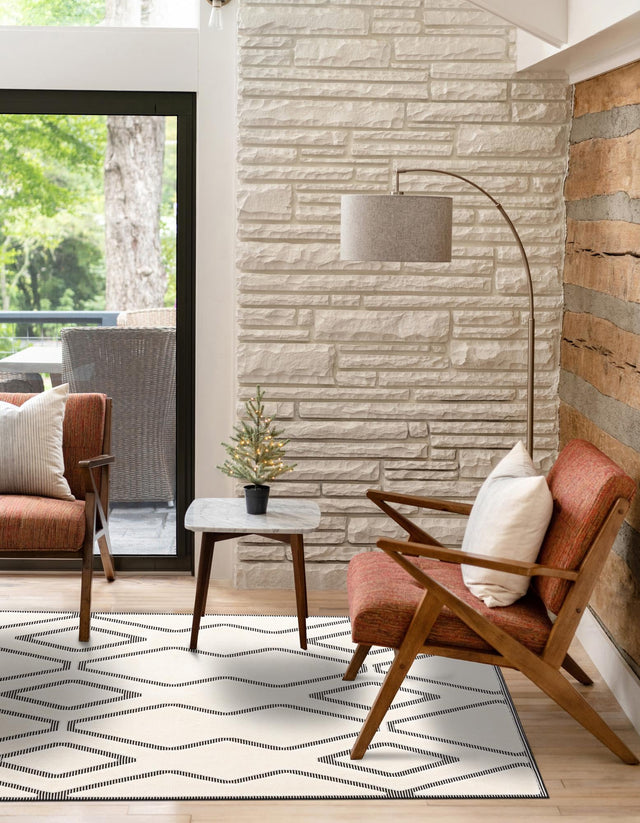 Ivory White 7' 10 x 10' Prismatic Rectangle Area Rug Modern Geometric Unique Design Carpet for Contemporary Interior Home Decorating for Sale at Rug Engine