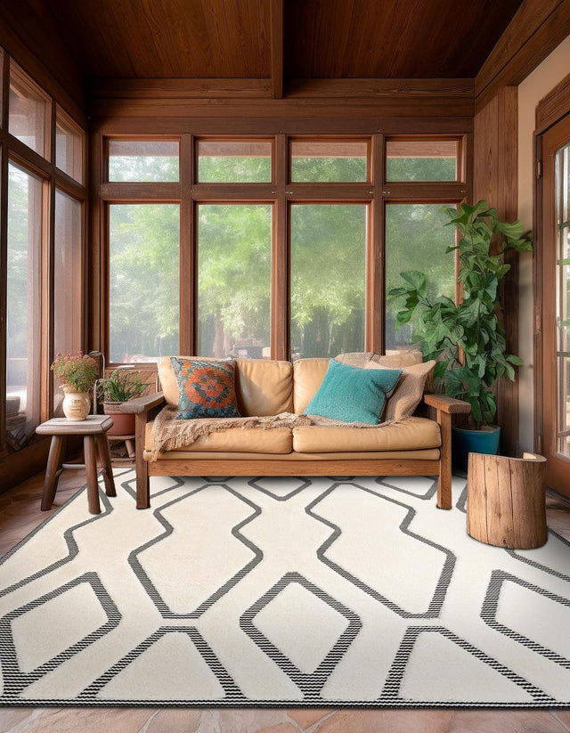 Ivory White 7' 10 x 7' 10 Prismatic Square Area Rug Modern Geometric Unique Design Carpet for Contemporary Interior Home Decorating for Sale at Rug Engine