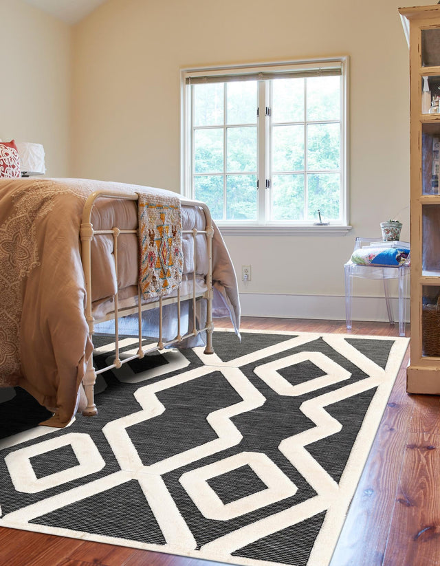 Gray 5' 1 x 7' 1 Prismatic Rectangle Area Rug Modern Geometric Unique Design Carpet for Contemporary Interior Home Decorating for Sale at Rug Engine
