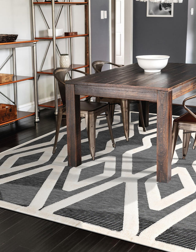 Gray 6' 1 x 9' Prismatic Rectangle Area Rug Modern Geometric Unique Design Carpet for Contemporary Interior Home Decorating for Sale at Rug Engine