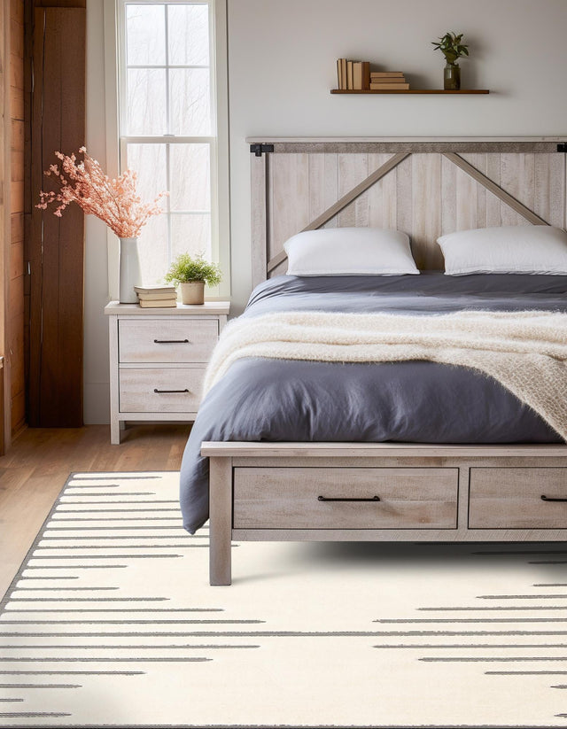 Ivory White 9' x 12' Prismatic Rectangle Area Rug Modern Geometric Unique Design Carpet for Contemporary Interior Home Decorating for Sale at Rug Engine