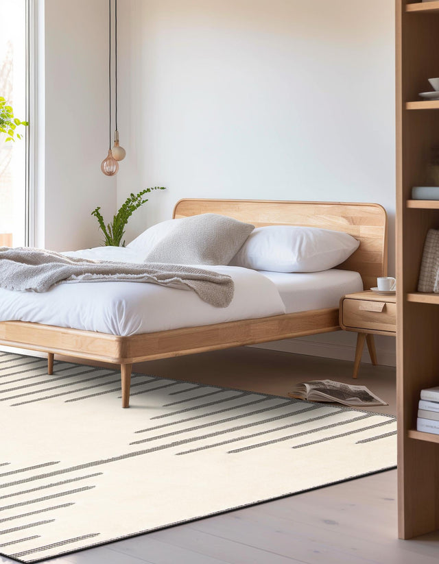 Ivory White 5' 1 x 7' 1 Prismatic Rectangle Area Rug Modern Geometric Unique Design Carpet for Contemporary Interior Home Decorating for Sale at Rug Engine