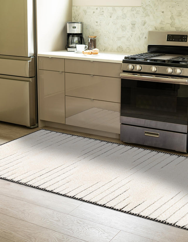 Ivory White 2' 7 x 12' Prismatic Runner Area Rug Modern Geometric Unique Design Carpet for Contemporary Interior Home Decorating for Sale at Rug Engine