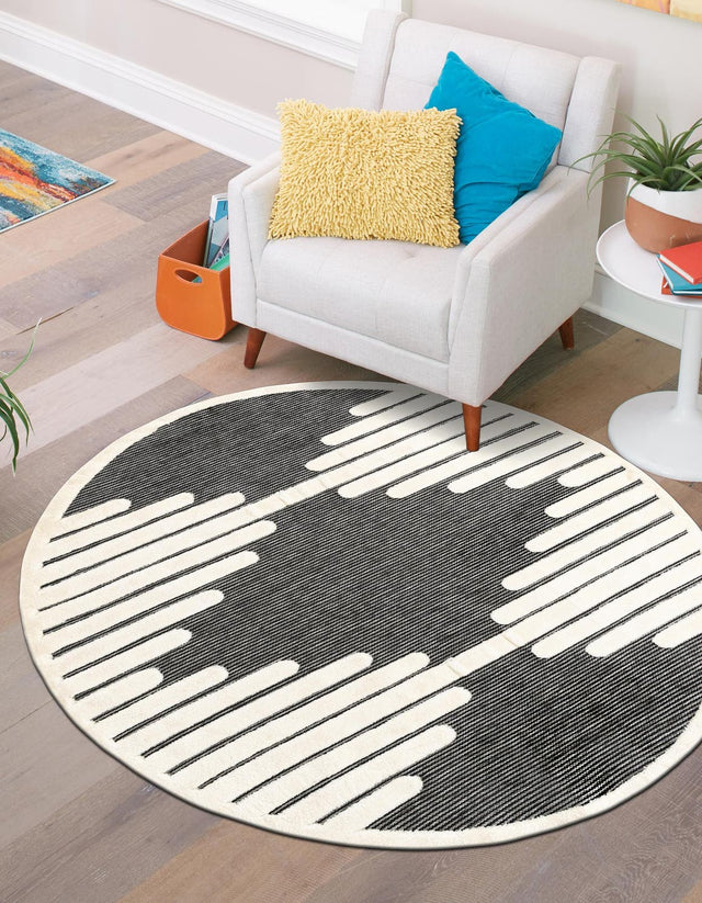 Gray 3' 1 x 3' 1 Prismatic Round Area Rug Modern Geometric Unique Design Carpet for Contemporary Interior Home Decorating for Sale at Rug Engine