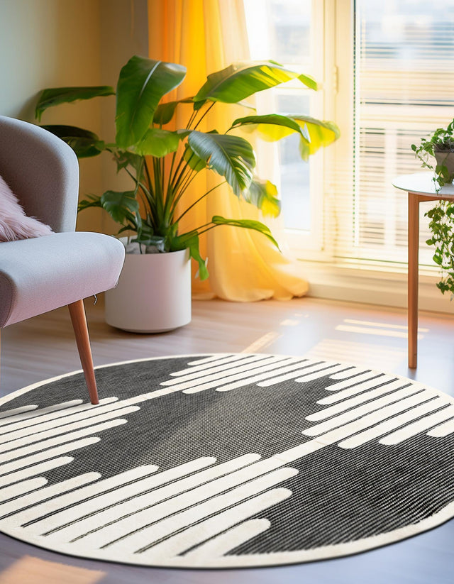Gray 3' 1 x 3' 1 Prismatic Round Area Rug Modern Geometric Unique Design Carpet for Contemporary Interior Home Decorating for Sale at Rug Engine