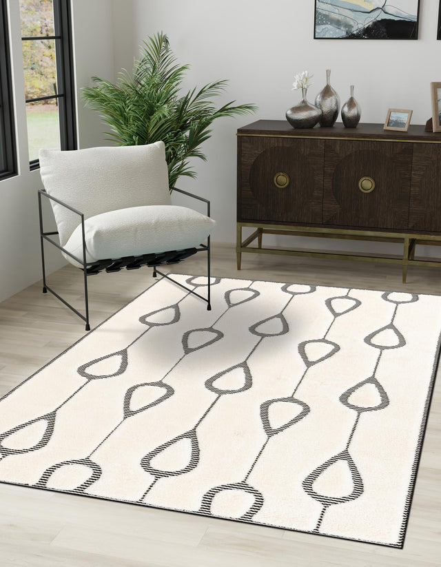 Ivory White 7' 10 x 10' Prismatic Rectangle Area Rug Modern Geometric Unique Design Carpet for Contemporary Interior Home Decorating for Sale at Rug Engine