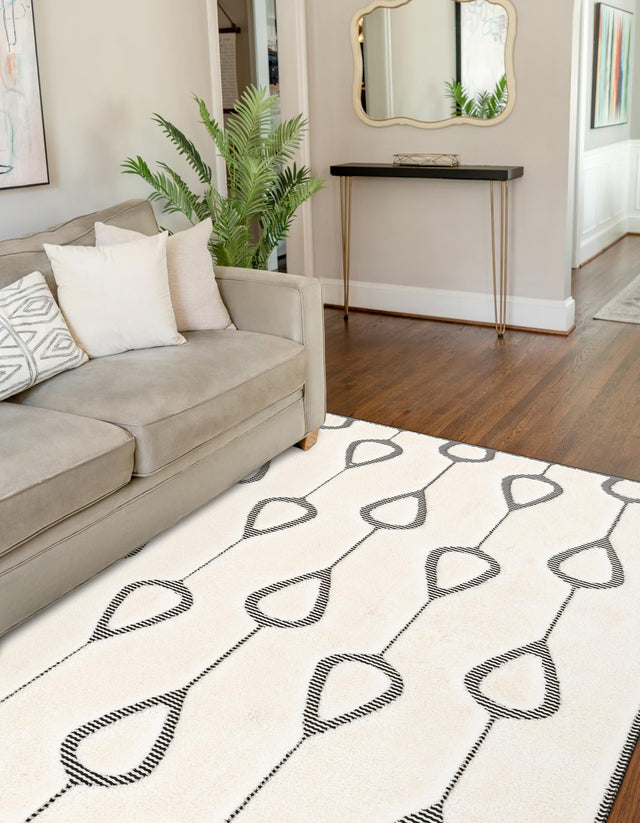 Ivory White 10' x 13' 1 Prismatic Rectangle Area Rug Modern Geometric Unique Design Carpet for Contemporary Interior Home Decorating for Sale at Rug Engine