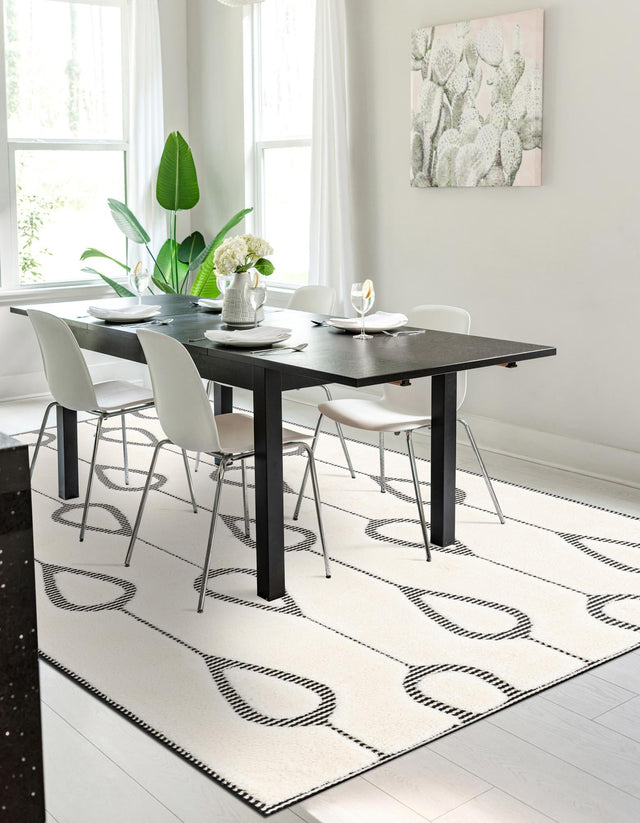 Ivory White 5' 3 x 8' Prismatic Rectangle Area Rug Modern Geometric Unique Design Carpet for Contemporary Interior Home Decorating for Sale at Rug Engine