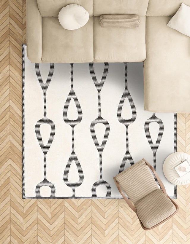 Ivory White 10' x 10' Prismatic Square Area Rug Modern Geometric Unique Design Carpet for Contemporary Interior Home Decorating for Sale at Rug Engine