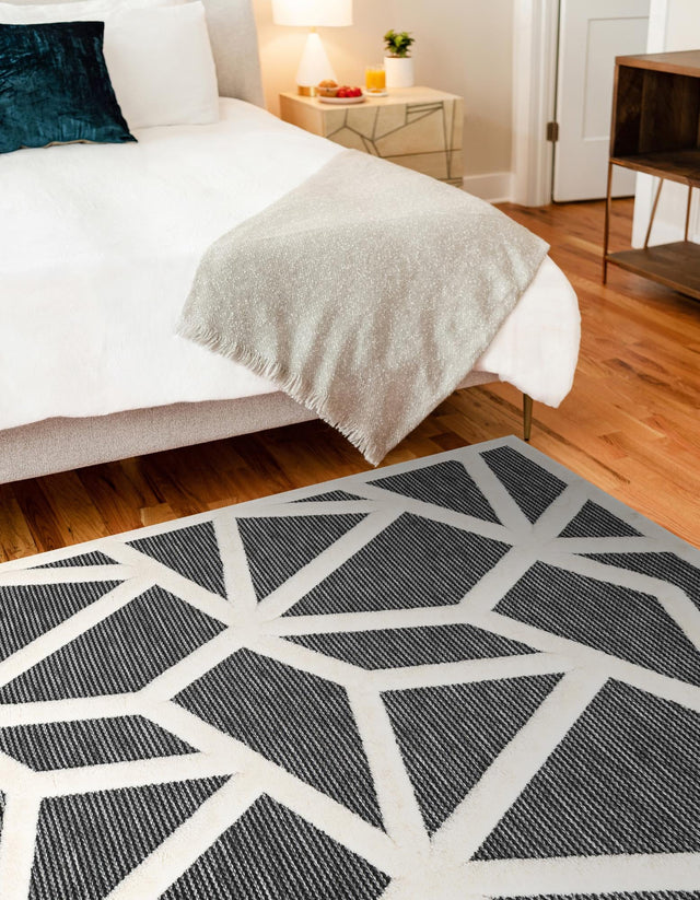 Gray 9' x 12' Prismatic Rectangle Area Rug Modern Geometric Unique Design Carpet for Contemporary Interior Home Decorating for Sale at Rug Engine