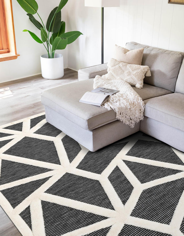 Gray 5' 1 x 7' 1 Prismatic Rectangle Area Rug Modern Geometric Unique Design Carpet for Contemporary Interior Home Decorating for Sale at Rug Engine