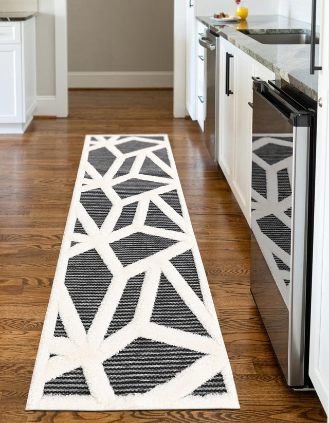 Gray 2' 7 x 12' Prismatic Runner Area Rug Modern Geometric Unique Design Carpet for Contemporary Interior Home Decorating for Sale at Rug Engine