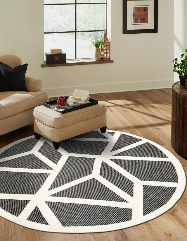 Gray 3' 1 x 3' 1 Prismatic Round Area Rug Modern Geometric Unique Design Carpet for Contemporary Interior Home Decorating for Sale at Rug Engine