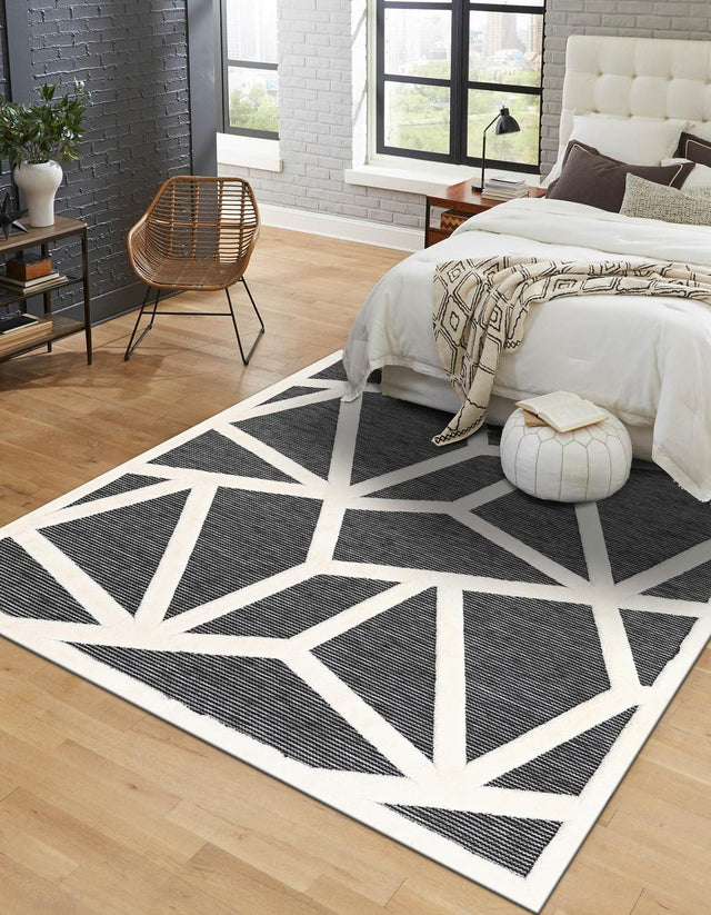 Gray 7' 10 x 7' 10 Prismatic Square Area Rug Modern Geometric Unique Design Carpet for Contemporary Interior Home Decorating for Sale at Rug Engine