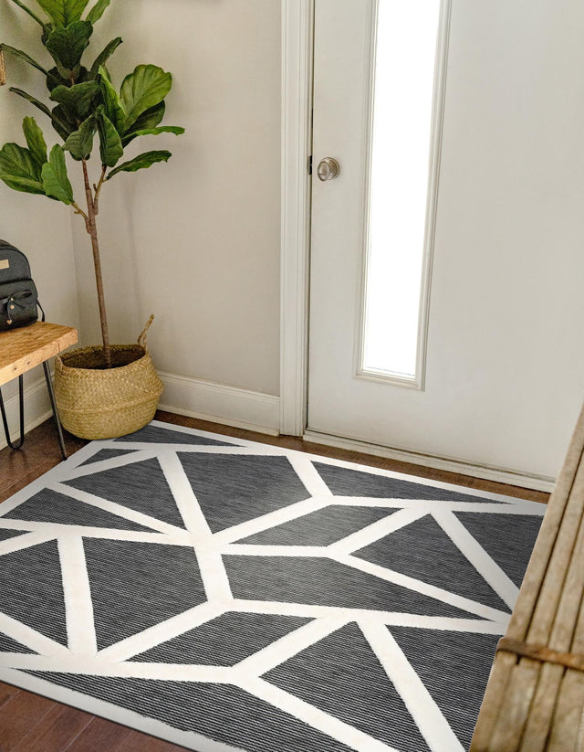 Gray 7' 10 x 7' 10 Prismatic Square Area Rug Modern Geometric Unique Design Carpet for Contemporary Interior Home Decorating for Sale at Rug Engine