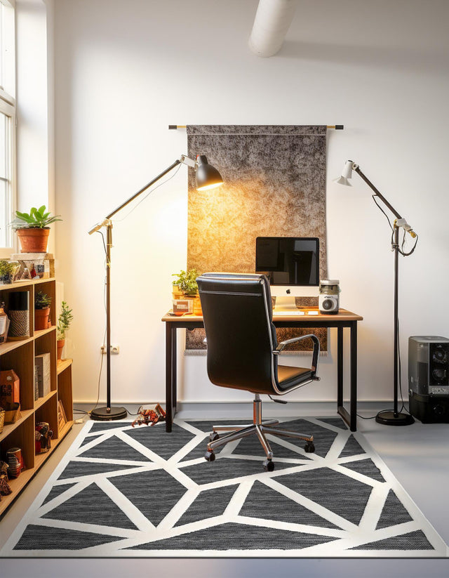 Gray 7' 10 x 7' 10 Prismatic Square Area Rug Modern Geometric Unique Design Carpet for Contemporary Interior Home Decorating for Sale at Rug Engine