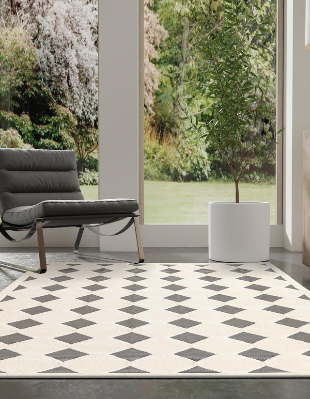 Black and White 2' x 3' 1 Prismatic Rectangle Area Rug Modern Geometric Unique Design Carpet for Contemporary Interior Home Decorating for Sale at Rug Engine