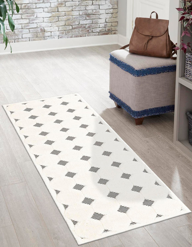 Black and White 2' x 5' 1 Prismatic Runner Area Rug Modern Geometric Unique Design Carpet for Contemporary Interior Home Decorating for Sale at Rug Engine