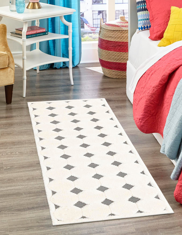 Black and White 2' 7 x 10' Prismatic Runner Area Rug Modern Geometric Unique Design Carpet for Contemporary Interior Home Decorating for Sale at Rug Engine