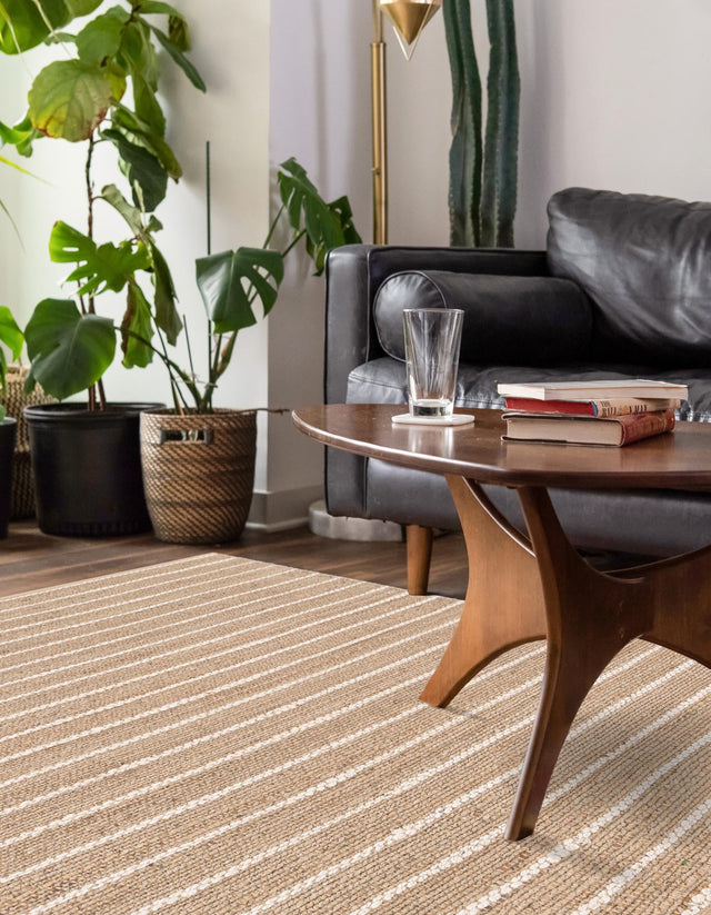 Natural 9' x 12' Laurel Handwoven Jute Rectangle Area Rug Braided Jute With Cotton Rustic All Natural Carpet for Home Indoor Interior Design for Sale at Rug Engine