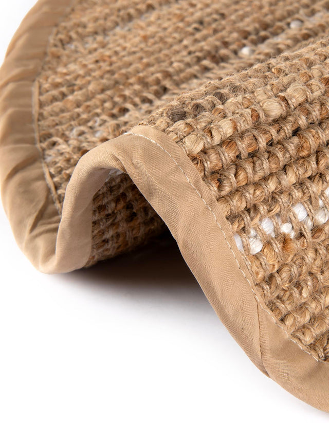 Natural 3' 1 x 3' 1 Laurel Handwoven Jute Round Area Rug Braided Jute With Cotton Rustic All Natural Carpet for Home Indoor Interior Design for Sale at Rug Engine
