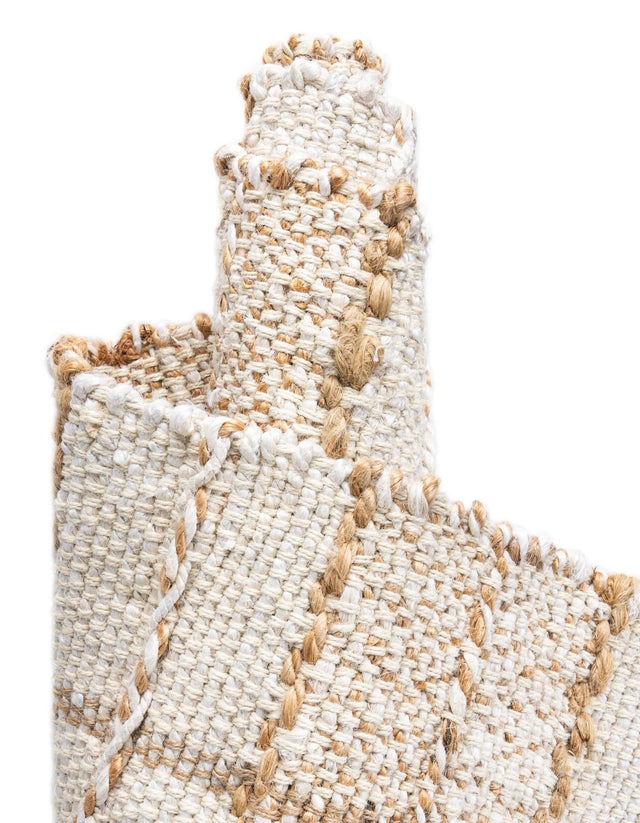 Ivory 2' x 6' 1 Laurel Handwoven Jute Runner Area Rug Braided Jute With Cotton Rustic All Natural Carpet for Home Indoor Interior Design for Sale at Rug Engine