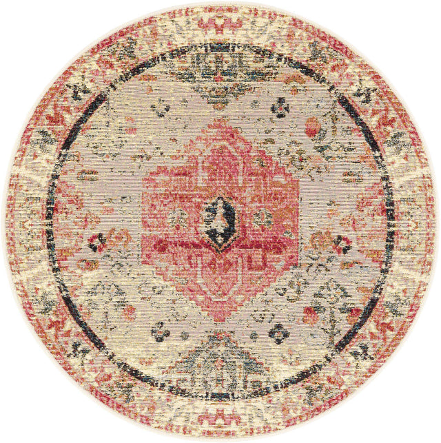 Multicolor 3' 1 x 3' 1 Outdoor Traditional Round Area Rug Weather Resistant for Patio, Deck, Terrace, Balcony, Porch Classical Design Outside Carpet for Sale at Rug Engine
