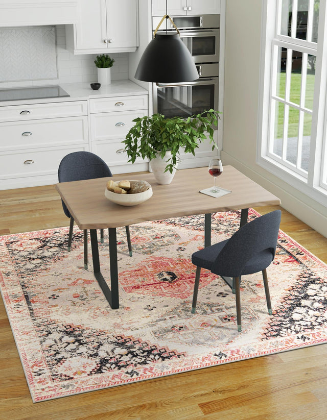 Multicolor 7' 10 x 7' 10 Outdoor Traditional Square Area Rug Weather Resistant for Patio, Deck, Terrace, Balcony, Porch Classical Design Outside Carpet for Sale at Rug Engine