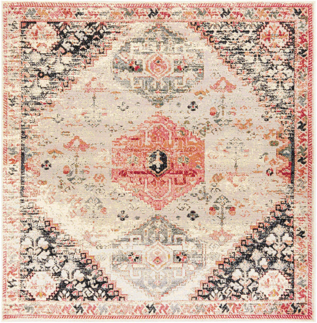 Multicolor 7' 10 x 7' 10 Outdoor Traditional Square Area Rug Weather Resistant for Patio, Deck, Terrace, Balcony, Porch Classical Design Outside Carpet for Sale at Rug Engine