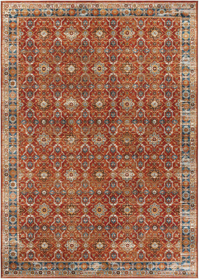 Antique Red 10' x 14' 1 Outdoor Traditional Rectangle Area Rug Weather Resistant for Patio, Deck, Terrace, Balcony, Porch Classical Design Outside Carpet for Sale at Rug Engine