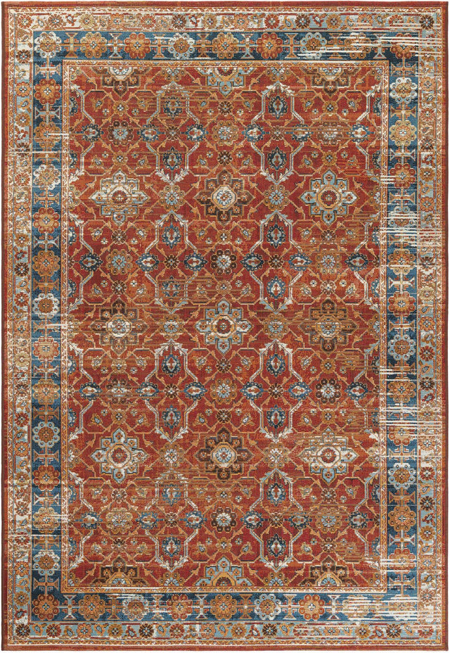 Antique Red 5' 1 x 8' Outdoor Traditional Rectangle Area Rug Weather Resistant for Patio, Deck, Terrace, Balcony, Porch Classical Design Outside Carpet for Sale at Rug Engine