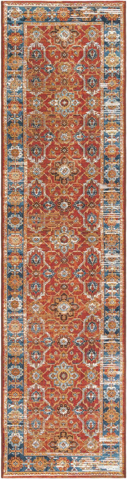 Antique Red 2' x 8' Outdoor Traditional Runner Area Rug Weather Resistant for Patio, Deck, Terrace, Balcony, Porch Classical Design Outside Carpet for Sale at Rug Engine