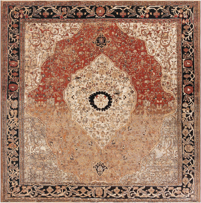 Multicolor 10' x 10' Outdoor Traditional Square Area Rug Weather Resistant for Patio, Deck, Terrace, Balcony, Porch Classical Design Outside Carpet for Sale at Rug Engine