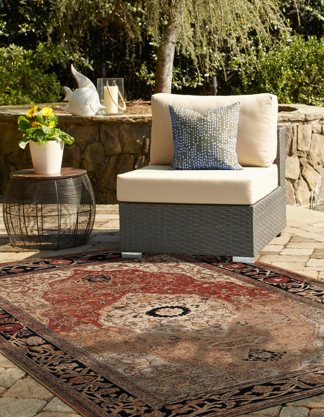Multicolor 5' 1 x 8' Outdoor Traditional Rectangle Area Rug Weather Resistant for Patio, Deck, Terrace, Balcony, Porch Classical Design Outside Carpet for Sale at Rug Engine