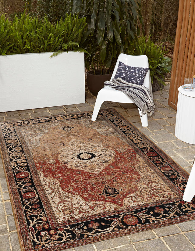 Multicolor 10' x 14' 1 Outdoor Traditional Rectangle Area Rug Weather Resistant for Patio, Deck, Terrace, Balcony, Porch Classical Design Outside Carpet for Sale at Rug Engine