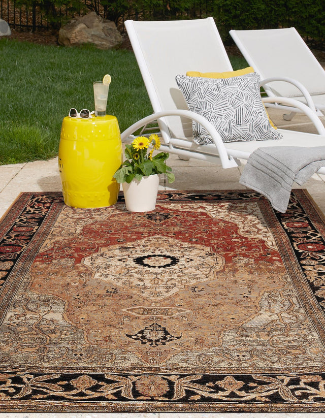 Multicolor 10' x 14' 1 Outdoor Traditional Rectangle Area Rug Weather Resistant for Patio, Deck, Terrace, Balcony, Porch Classical Design Outside Carpet for Sale at Rug Engine