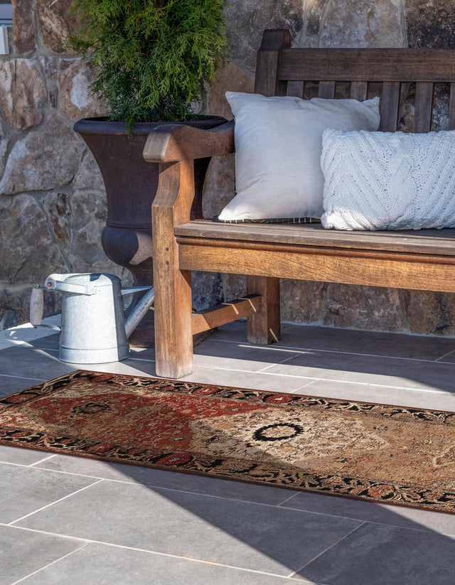Multicolor 2' 7 x 12' Outdoor Traditional Runner Area Rug Weather Resistant for Patio, Deck, Terrace, Balcony, Porch Classical Design Outside Carpet for Sale at Rug Engine