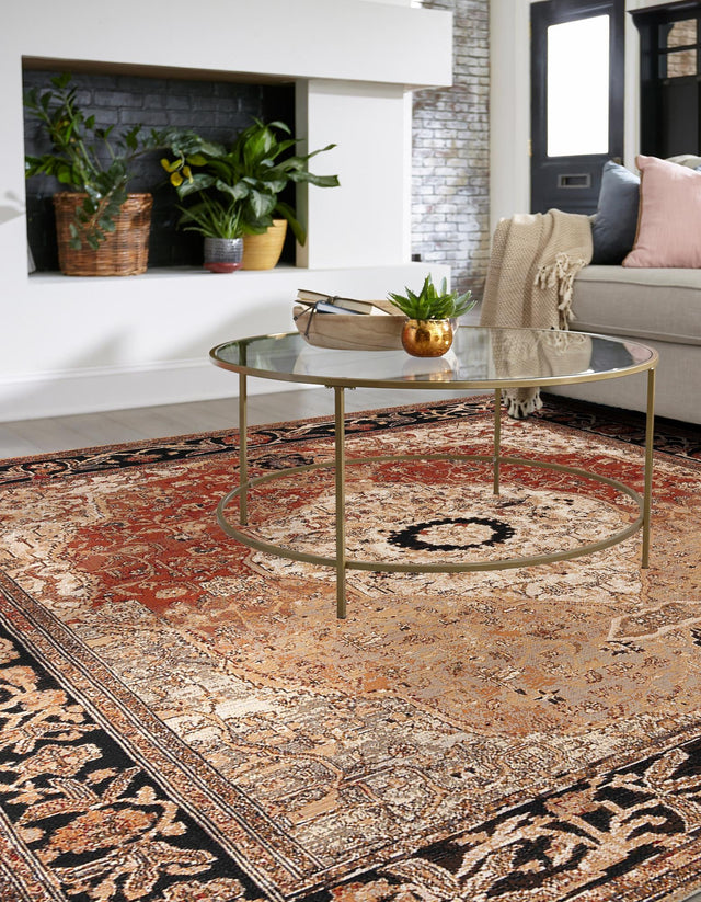 Multicolor 10' x 10' Outdoor Traditional Square Area Rug Weather Resistant for Patio, Deck, Terrace, Balcony, Porch Classical Design Outside Carpet for Sale at Rug Engine