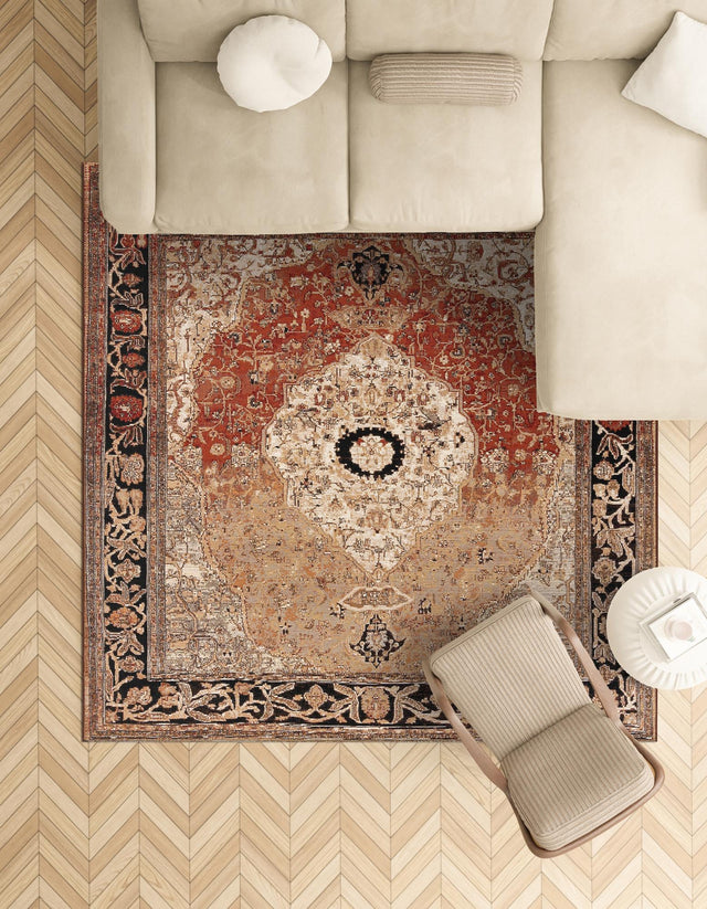 Multicolor 10' x 10' Outdoor Traditional Square Area Rug Weather Resistant for Patio, Deck, Terrace, Balcony, Porch Classical Design Outside Carpet for Sale at Rug Engine