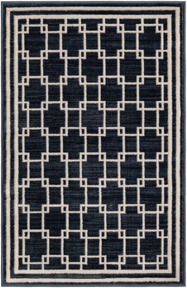 Navy Blue 2' x 3' 1 Jill Zarin Uptown Rectangle Area Rug 70% Polypropylene & 30% Polyester Contemporary Carpet for Living, Dining, Office, Bedroom for Sale at Rug Engine