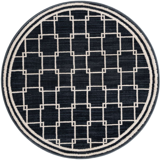 Navy Blue 3' 1 x 3' 1 Jill Zarin Uptown Round Area Rug 70% Polypropylene & 30% Polyester Contemporary Carpet for Living, Dining, Office, Bedroom for Sale at Rug Engine