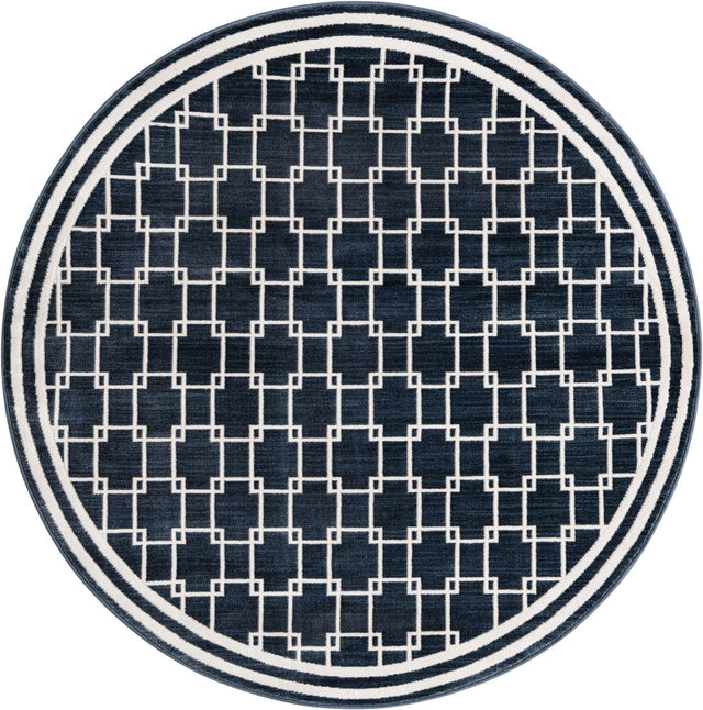 Navy Blue 5' 1 x 5' 1 Jill Zarin Uptown Round Area Rug 70% Polypropylene & 30% Polyester Contemporary Carpet for Living, Dining, Office, Bedroom for Sale at Rug Engine