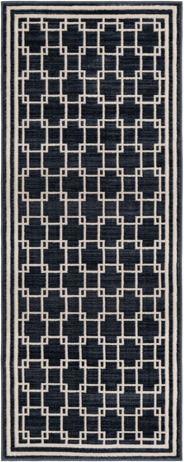 Navy Blue 2' x 5' 1 Jill Zarin Uptown Runner Area Rug 70% Polypropylene & 30% Polyester Contemporary Carpet for Living, Dining, Office, Bedroom for Sale at Rug Engine
