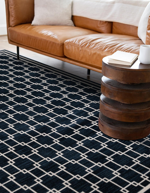 Navy Blue 7' 10 x 10' Jill Zarin Uptown Rectangle Area Rug 70% Polypropylene & 30% Polyester Contemporary Carpet for Living, Dining, Office, Bedroom for Sale at Rug Engine