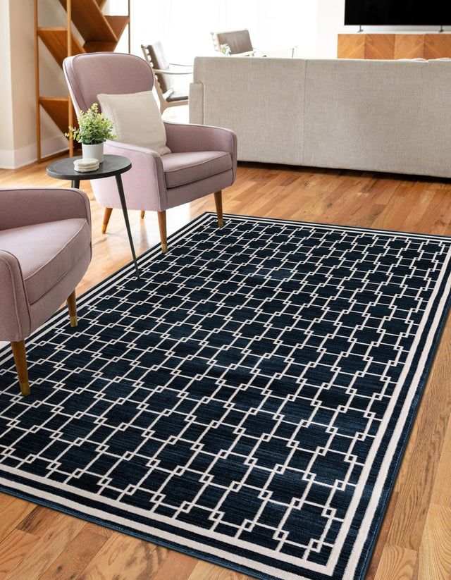 Navy Blue 7' 10 x 10' Jill Zarin Uptown Rectangle Area Rug 70% Polypropylene & 30% Polyester Contemporary Carpet for Living, Dining, Office, Bedroom for Sale at Rug Engine