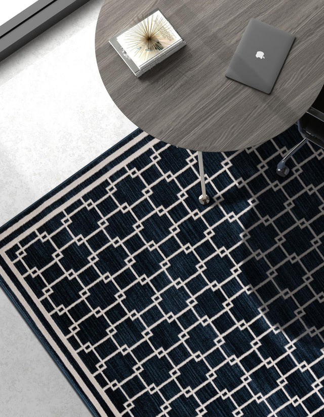 Navy Blue 4' 1 x 6' 1 Jill Zarin Uptown Rectangle Area Rug 70% Polypropylene & 30% Polyester Contemporary Carpet for Living, Dining, Office, Bedroom for Sale at Rug Engine