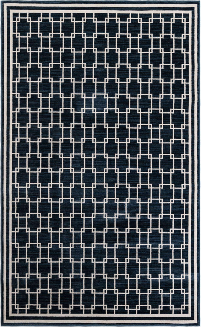 Navy Blue 5' 1 x 8' Jill Zarin Uptown Rectangle Area Rug 70% Polypropylene & 30% Polyester Contemporary Carpet for Living, Dining, Office, Bedroom for Sale at Rug Engine