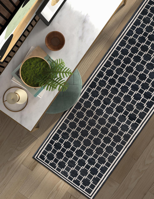 Navy Blue 2' 7 x 12' Jill Zarin Uptown Runner Area Rug 70% Polypropylene & 30% Polyester Contemporary Carpet for Living, Dining, Office, Bedroom for Sale at Rug Engine
