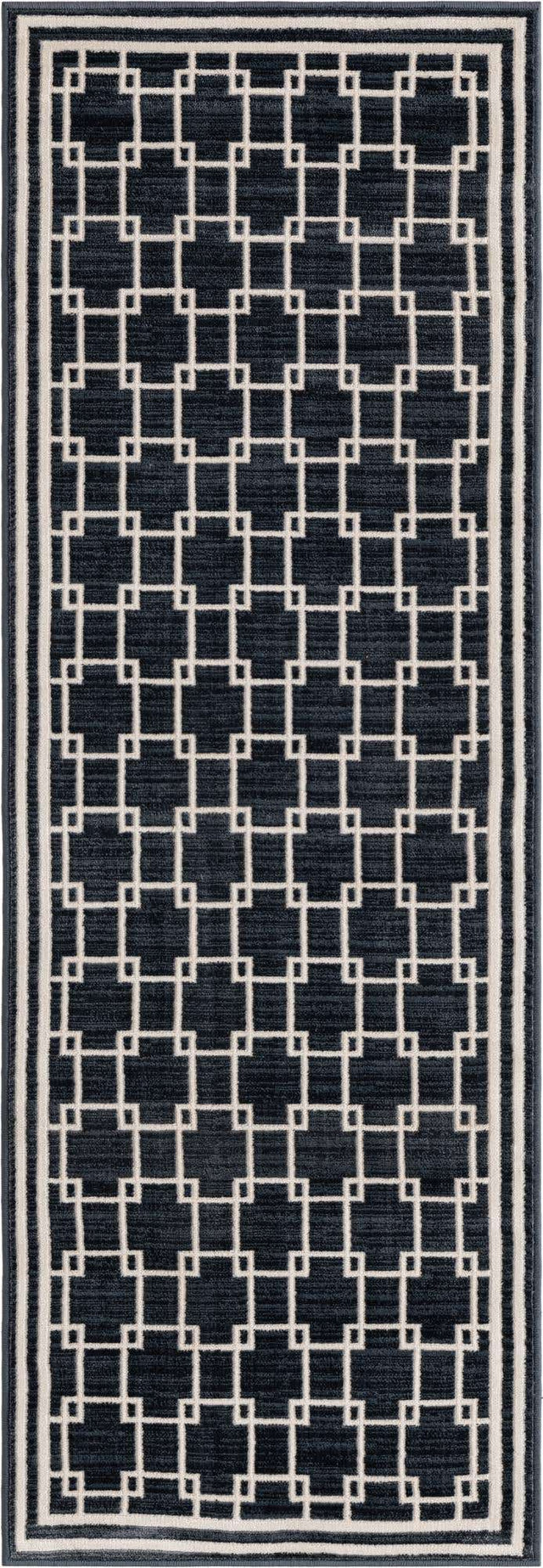 Navy Blue 2' x 6' 1 Jill Zarin Uptown Runner Area Rug 70% Polypropylene & 30% Polyester Contemporary Carpet for Living, Dining, Office, Bedroom for Sale at Rug Engine