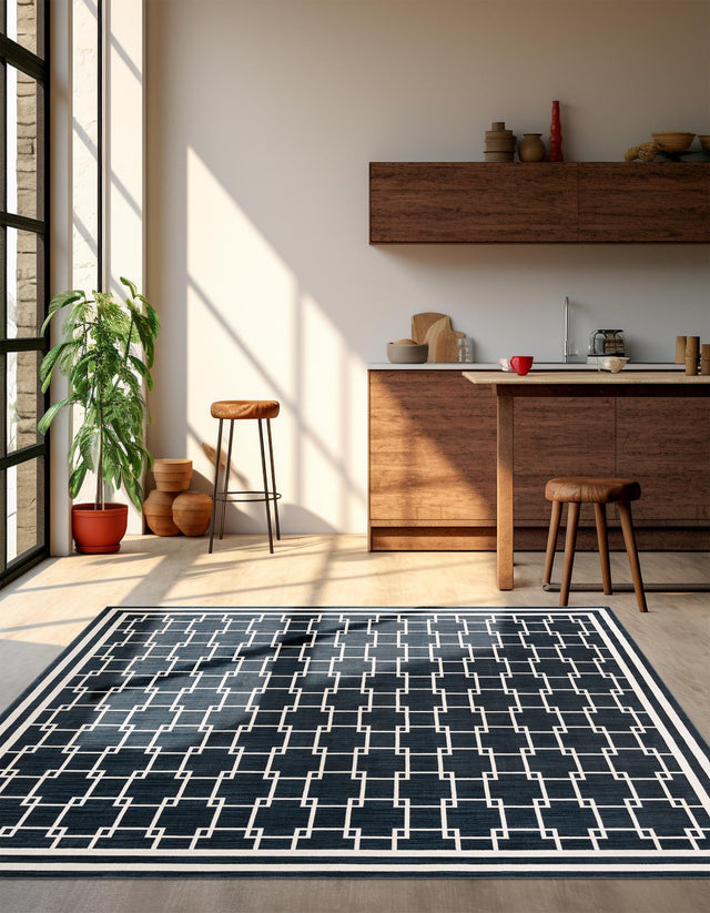 Navy Blue 10' x 10' Jill Zarin Uptown Square Area Rug 70% Polypropylene & 30% Polyester Contemporary Carpet for Living, Dining, Office, Bedroom for Sale at Rug Engine